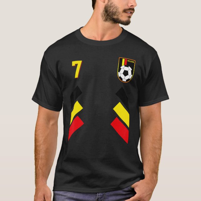 Retro 7 Belgian Football Belgium Soccer Belgium Fl T-Shirt (Front)