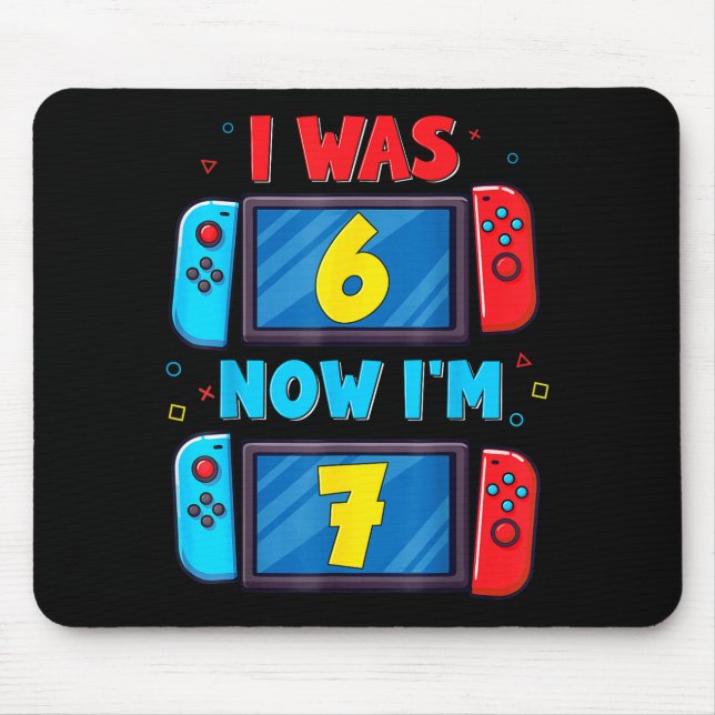 Retro 7th Birthday Boy I Was 6 Now I'm 7 Year Old  Mouse Pad (Front)