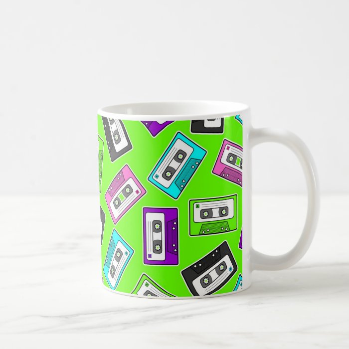 Retro 80"s Mixtape Print   Green Background Coffee Mug