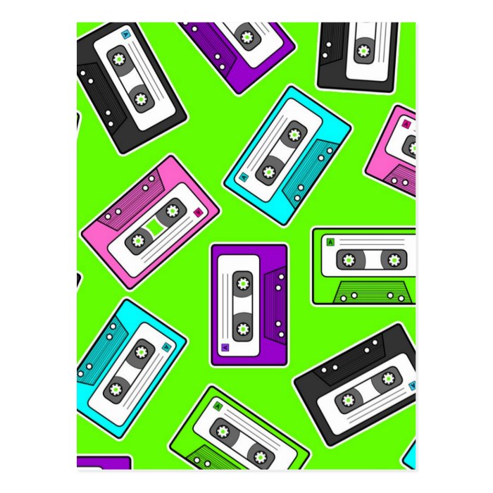 Retro 80"s Mixtape Print   Green Background Post Card