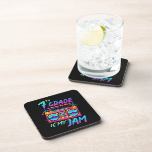 Retro 80s 7th Grade Is My Jam Back To School Beverage Coaster