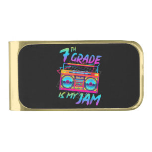Retro 80s 7th Grade Is My Jam Back To School Gold Finish Money Clip