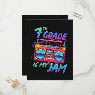 Retro 80s 7th Grade Is My Jam Back To School Invitation Postcard