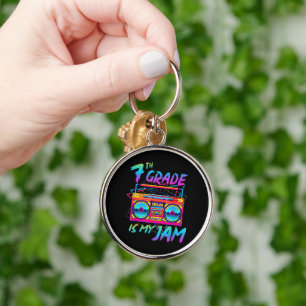 Retro 80s 7th Grade Is My Jam Back To School Keychain
