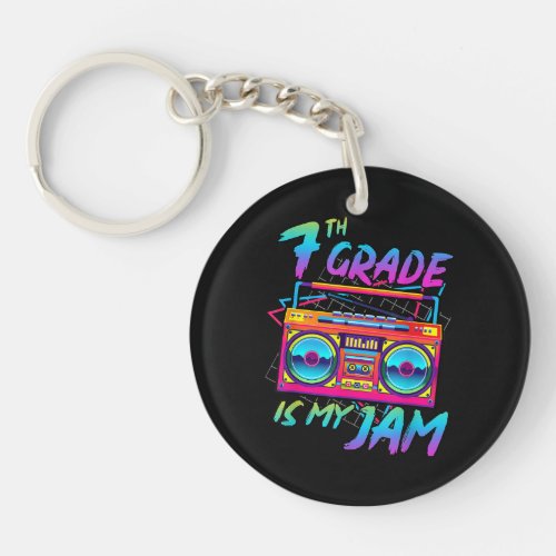 Retro 80s 7th Grade Is My Jam Back To School Keychain