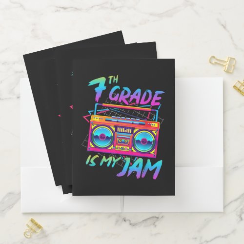 Retro 80s 7th Grade Is My Jam Back To School Pocket Folder