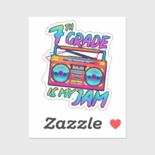 Retro 80s 7th Grade Is My Jam Back To School Sticker