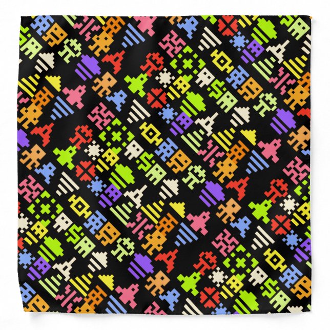 Retro 80s 8bit Pixel Arcade Gamer Bandana (Front)