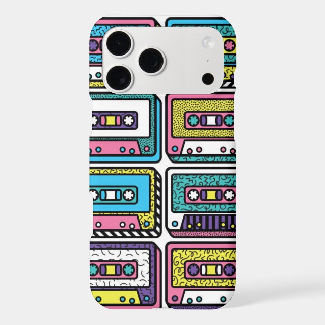 Retro 80s 90s Audio Cassette Tapes Vibrant Pattern Iphone Case (Back)