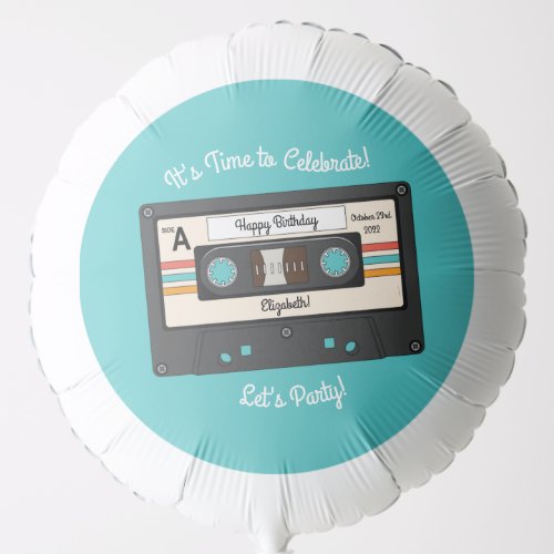 Retro 80s 90s Cassette Tape Music Birthday Party Balloon