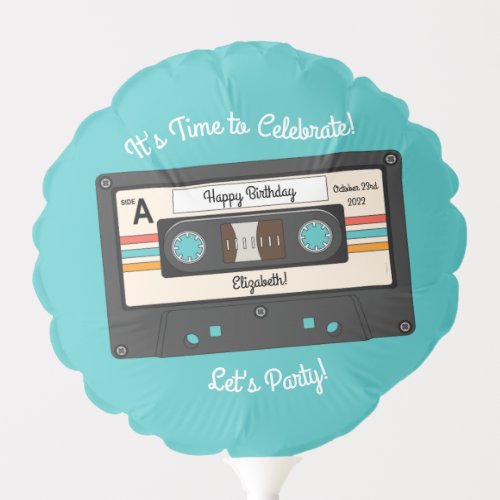 Retro 80s 90s Cassette Tape Music Birthday Party Balloon
