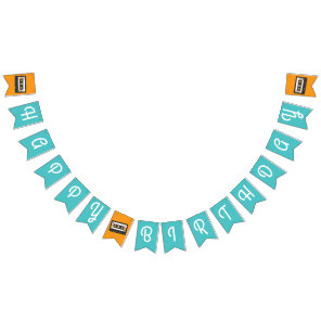 Retro 80's 90's Cassette Tape Music Birthday Party Bunting Flags