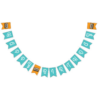 Retro 80's 90's Cassette Tape Music Birthday Party Bunting Flags