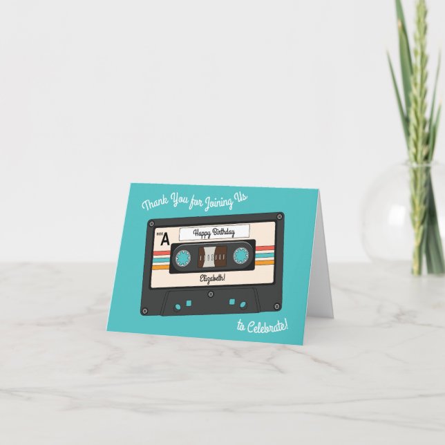 Retro 80's 90's Cassette Tape Music Birthday Party Card (Front)