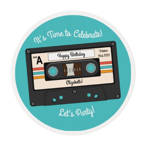 Retro 80s 90s Cassette Tape Music Birthday Party Edible Frosting Rounds