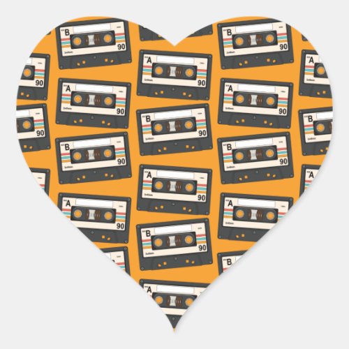 Retro 80s 90s Cassette Tape Music Birthday Party Heart Sticker