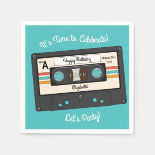 Retro 80's 90's Cassette Tape Music Birthday Party Napkins