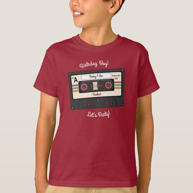 Retro 80's 90's Cassette Tape Music Birthday Party T-Shirt | Zazzle