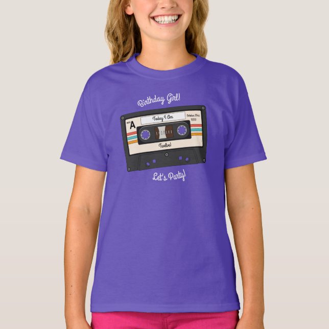 Retro 80's 90's Cassette Tape Music Birthday Party T-Shirt (Front)