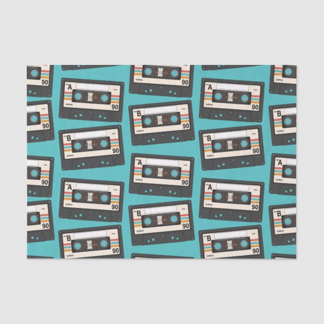 Retro 80's 90's Cassette Tape Music Birthday Party Tissue Paper (Front)