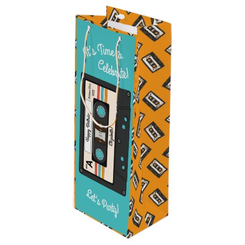 Retro 80s 90s Cassette Tape Music Birthday Party Wine Gift Bag
