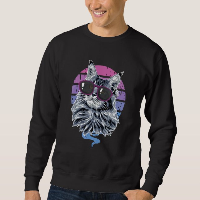 Retro 80s 90s Cat   I Do What I Want Cat Cute Cool Sweatshirt (Front)