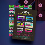 Retro 80s 90s Funky Neon Cassette Tape Birthday Invitation<br><div class="desc">Retro 80s 90s Funky Neon Cassette Tape Birthday Invitation</div>