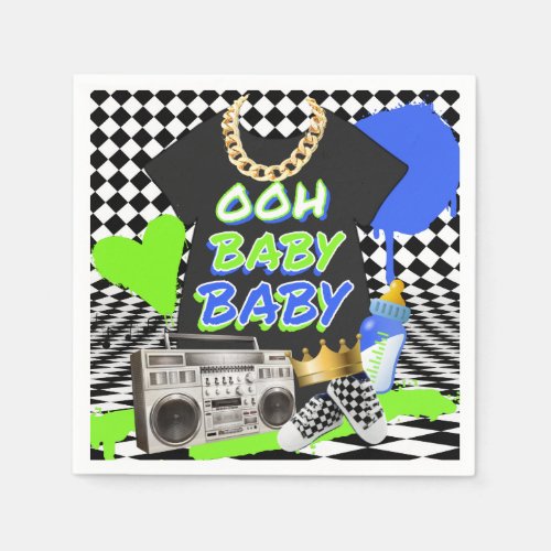 Retro 80s90s Hip Hop Baby Shower Napkins