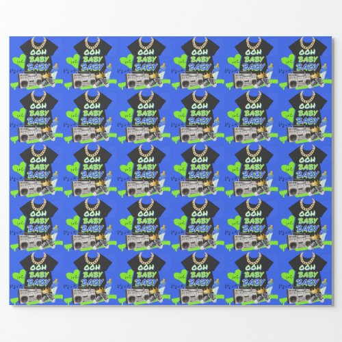 Retro 80s90s Hip Hop Baby Shower  Wrapping Paper