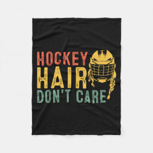 Retro 80s 90s Hockey Hair Dont Care Shirt Funny Fleece Blanket