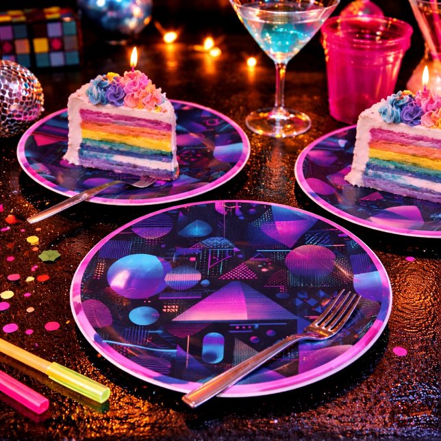 Retro 80s 90's Memphis Geometric Paper Plates (Creator Uploaded)