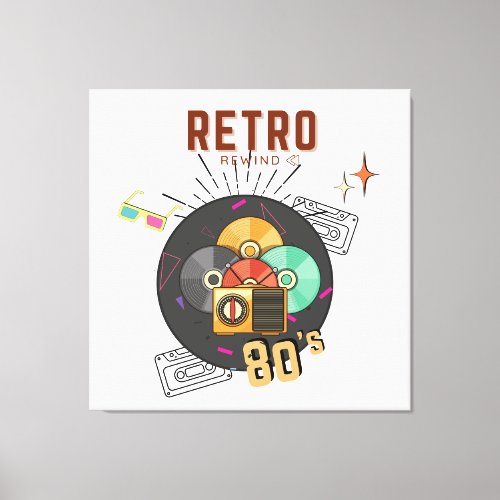 Retro 80s90s Music CD Cover Design Canvas Print