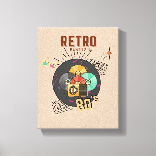 Retro 80s90s Music CD Cover Design Canvas Print