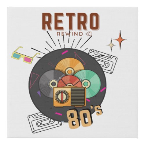 Retro 80s90s Music CD Cover Design Faux Canvas Print