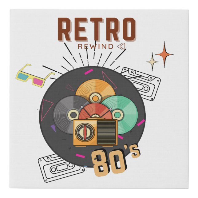 Retro 80s/90s Music CD Cover Design Faux Canvas Print (Front)