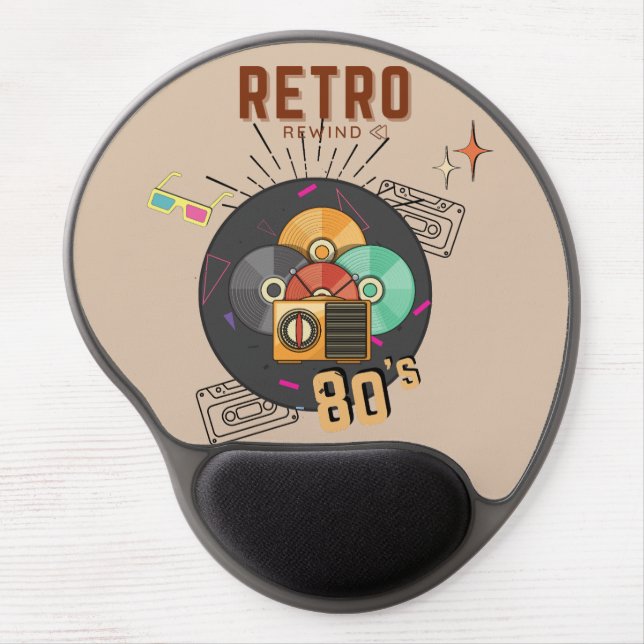 Retro 80s/90s Music CD Cover Design Gel Mouse Pad (Front)