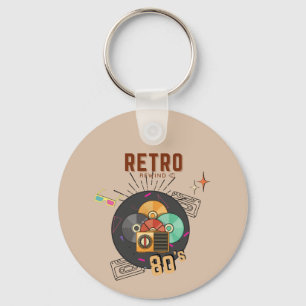 Retro 80s/90s Music CD Cover Design  Keychain