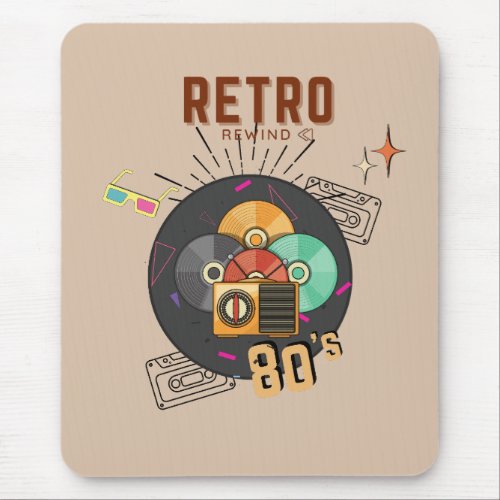 Retro 80s90s Music CD Cover Design Mouse Pad