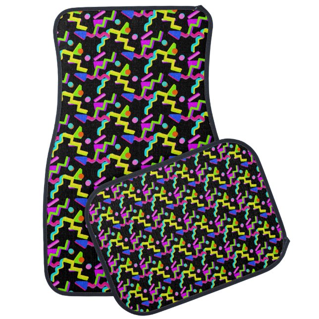 Retro 80s & 90s Neon Abstract Pattern Car Floor Mat (Set)