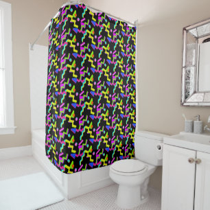 Retro 80s & 90s Neon Abstract Pattern Shower Curtain