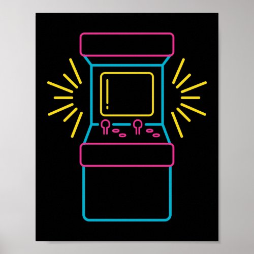 Retro 80s 90s Neon Arcade Machine Arcade Cabinet Poster