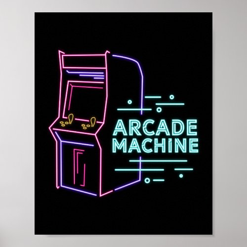 Retro 80s 90s Neon Arcade Machine Arcade Cabinet Poster