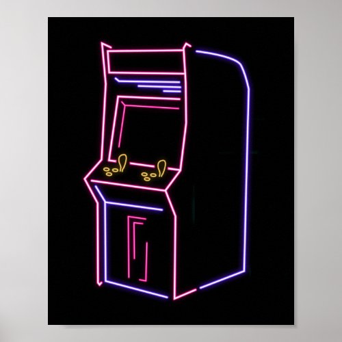 Retro 80s 90s NeON Arcade Machine Arcade Cabinet Poster