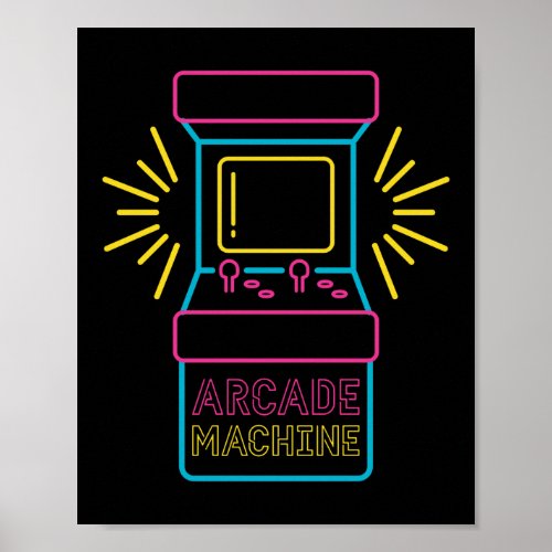 Retro 80s 90s Neon Arcade Machine Arcade Cabinet Poster