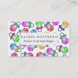 Retro 80's 90's Neon Colorful Ring Candy Pop Business Card