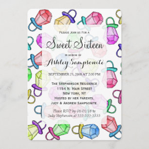 Retro 80's 90's Neon Colorful Ring Candy Pop Invitation