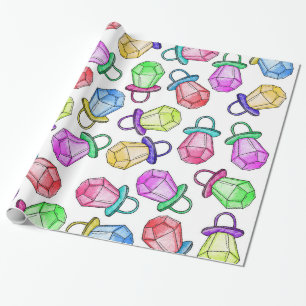 Retro 80's 90's Neon Colorful Ring Candy Pop Wrapping Paper