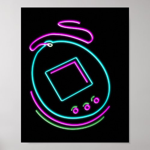 Retro 80s 90s Neon Digital Pet Poster