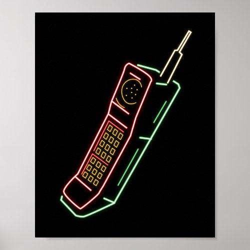 Retro 80s 90s Neon Mobile Telephone Poster