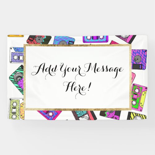 Retro 80s 90s Neon Patterned Cassette Tapes Banner